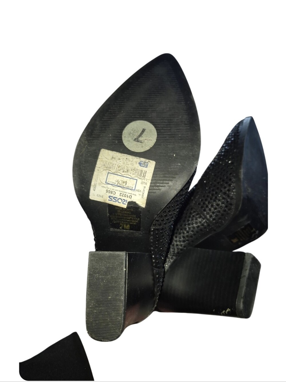 Black Rhinestone Pointed Ankle Booties - Picture 2 of 2
